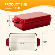 Hawsaiy Rectangular Enamel Dutch Oven with Ergonomic Binaural Handles, Perfect for All Stovetops and Oven Cooking