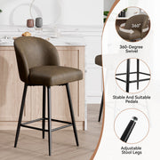 Nalupatio Counter Height Bar Stools Set of 2,360° Swivel Barstools with High Back and Metal Legs,26