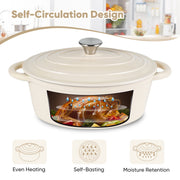 Hawsaiy Enameled Oval Dutch Oven Pot with Lid and Dual Handles, Cast Iron Dutch Oven for Cooking, Bread Baking, Non-stick Enamel Coated Cookware