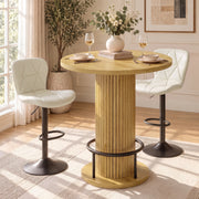 Hawsaiy Bar Table and Chairs Set for 2, 3-Piece Pub Table Set with 2 Adjustable Swivel Bar Stools, Counter Height Dining Table Set for Kitchen, Apartment, Home Bar, Small Space