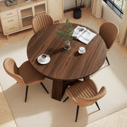 Hawsaiy Extendable Round to Oval Dining Table Set for 4–6, Space-Saving Wooden Table with Hidden Storage, Expandable Dining Table with Upholstered Chairs