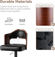 Nalupatio PU Leather Upholstered Barstools with Wooden Backrest Set of 2/4