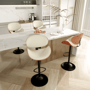 Hawsaiy Swivel Bar Stools Set of 1/2, Seat Adjustable Height 23.5-32.5IN Bentwood Barstools with Back & Footrest, PU Leather Upholstered Counter Height Bar Chairs for Bar Kitchen Dining Room