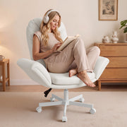 Hawsaiy Criss Cross Office Chair with Flip-Up Arms, Ergonomic Cross Legged Desk Chair, PU Leather Executive Computer Chair, 135° Reclining Plush Cushion, Pet-Friendly