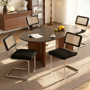 Hawsaiy Velvet Rattan Dining Chairs Set of 2/3/4/6/8, Upholstered Dining Room Chairs with Cane Back, Mid Century Modern Cantilever Kitchen Chairs, Chrome Frame Armless Side Chairs