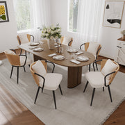 Hawsaiy Rattan Dining Chairs Set of 2, Upholstered Cane Back Kitchen Chairs with Metal Legs & Throw Pillow, Mid Century Modern Farmhouse Dining Room Chairs