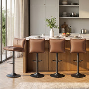 Hawsaiy Bar Stools Set of 2/3/4, Adjustable Swivel Bar Chairs with Thick Padded Seat, Faux Leather Upholstered Counter Height Bar Stools with Storage Pocket for Kitchen Island