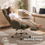 Hawsaiy Cross Legged Office Chair with Flip Armrests，Big and Tall Executive Office Chair, 135° Reclining Criss Cross Chair with Footrest & Lumbar Pillow