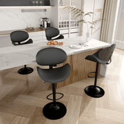 Hawsaiy Swivel Bar Stools Set of 1/2, Seat Adjustable Height 23.5-32.5IN Bentwood Barstools with Back & Footrest, PU Leather Upholstered Counter Height Bar Chairs for Bar Kitchen Dining Room
