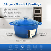 Hawsaiy Enameled Dutch Oven Pot with Lid, Cast Iron, Dual Handles for Bread Baking, Cooking, Non-Stick Enamel Coating