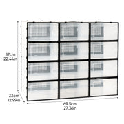 Hawsaiy 12 Pieces Transparent Acrylic Patchwork Shoe Box, Easy Installation, Stackable Ventilated Shoe Cabinet, Suitable for Shoe Storage, Sturdy and Durable