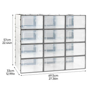 Hawsaiy 12 Pieces Transparent Acrylic Patchwork Shoe Box, Easy Installation, Stackable Ventilated Shoe Cabinet, Suitable for Shoe Storage, Sturdy and Durable