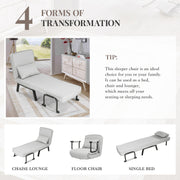 Nalupatio Versatile Convertible Armchair Sofa with Pillow - Foldable, Linen/Fabric, Steel Frame for Home & Office Use,