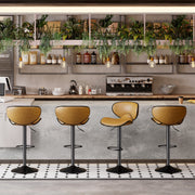 Nalupatio Bar Stools Set of 2, Faux Leather Bar Stools with Back, Chic Swivel Counter Stools with Footrest, Adjustable Kitchen Stools for Kitchen and Bars, Black