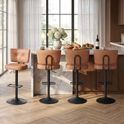 Hawsaiy Vintage Bar Stools Set of 2, Adjustable Swivel Counter Height Barstools, Tufted Faux Leather Kitchen Island Chairs with Footrest