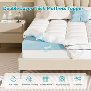 Hawsaiy 4 Inch Memory Foam Mattress Topper Dual Layer Pad -2 Inch Gel Memory Foam & 2 Inch Pillow Top Cover with 8-21 Inch Deep Pocket