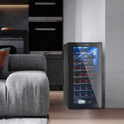 Hawsaiy 32 Bottle Wine Cooler,Digital Temperature Control Wine Refrigerator with Interior LED Light, Glass Door