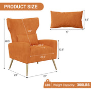 Hawsaiy Mid Century Modern Velvet Accent Chair Set of 1/2, High Back Armchair with Metal Legs, Upholstered Comfy Chair for Living Room and Bedroom