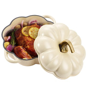 Hawsaiy 4.5 QT Pumpkin Shaped Cast Iron Dutch Oven, 360° Uniform Heating, Enameled Cast Iron Pot with Lid, Suitable for Most Stoves, Festive Cookware