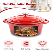 Hawsaiy Enameled Oval Dutch Oven Pot with Lid and Dual Handles, Cast Iron Dutch Oven for Cooking, Bread Baking, Non-stick Enamel Coated Cookware