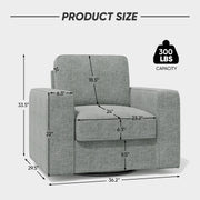 Hawsaiy Swivel Accent Chair, Cozy Linen Reading Chair for Adults, Comfy Single Sofa Chair with Extra Wide Armrests, Mid-Century Modern Arm Chair for Living Room, Bedroom, Office