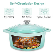 Hawsaiy 6QT Enameled Cast Iron Dutch Oven, Non-Stick, Dual Handles, with Lid for Baking & Cooking