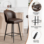 Hawsaiy Counter Height Bar Stools Set of 2/4,360° Swivel Barstools with High Back and Metal Legs,27.10