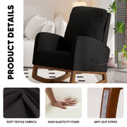 Nalupatio Rocking Chair Nursery, Reading Chair, Glider Accent Chair, Rocking Accent Chair with Wood Legs for Living Room, Bedroom Brown Coffee