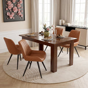 Hawsaiy Extendable Dining Table Set for 6, Upholstered Dining Chairs, Farmhouse Kitchen Dining Room Set, Hidden Leaf Dining Table Seats 6-8