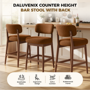 Hawsaiy Counter Height Bar Stools Set of 2/4, Mid Century Modern Boucle Barstools with Solid Wood Frame, Upholstered Kitchen Island Stools with Backrest & Footrest