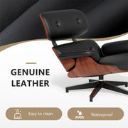 Nalupatio Lounge Chair with Ottoman, Comfy Recliner with Wide Armrest, Mid Century Modern Accent Chair with Heavy Duty Base Support for Living Room Bedroom Office (Top PU Leather)