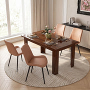 Hawsaiy Extendable Dining Table Set for 4, PU Leather Dining Chairs, Farmhouse Kitchen Dining Room Set, Hidden Leaf Dining Table Seats 6-8