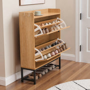 Hawsaiy Slim Entryway Shoe Storage Cabinet with 2/3 Flip Drawers, Narrow Freestanding Shoe Organizer Holds 16–20 Pairs, Space-Saving Wooden Shoe Rack for Hallway, Foyer