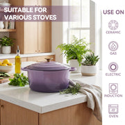 Hawsaiy 6QT Enameled Cast Iron Dutch Oven, Non-Stick, Dual Handles, with Lid for Baking & Cooking
