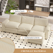 Nalupatio Sectional Sofa with Ottoman, L Shaped Modular Couch Set for Living Room, Comfy Cloud Sleeper Couch, Upholstered Furniture Corduroy Sofa Khaki