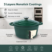 Hawsaiy Enameled Dutch Oven Pot with Lid, Cast Iron, Dual Handles for Bread Baking, Cooking, Non-Stick Enamel Coating