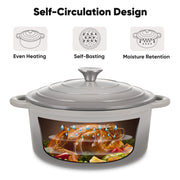 Hawsaiy 6QT Enameled Cast Iron Dutch Oven, Non-Stick, Dual Handles, with Lid for Baking & Cooking