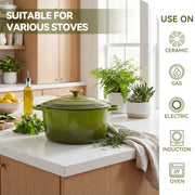 Hawsaiy 6QT Enameled Cast Iron Dutch Oven, Non-Stick, Dual Handles, with Lid for Baking & Cooking