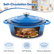 Hawsaiy Enameled Oval Dutch Oven Pot with Lid and Dual Handles, Cast Iron Dutch Oven for Cooking, Bread Baking, Non-stick Enamel Coated Cookware