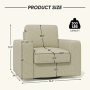 Hawsaiy Swivel Accent Chair, Cozy Linen Reading Chair for Adults, Comfy Single Sofa Chair with Extra Wide Armrests, Mid-Century Modern Arm Chair for Living Room, Bedroom, Office