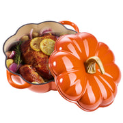Hawsaiy 4.5 QT Pumpkin Shaped Cast Iron Dutch Oven, 360° Uniform Heating, Enameled Cast Iron Pot with Lid, Suitable for Most Stoves, Festive Cookware