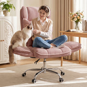 Hawsaiy Big and Tall Office Chair, Flip Armrests with Side Pockets, Comfy Criss Cross Office Chair with Extra-Wide Plush Seat, 150° Reclining Executive Office Chair, Chenille Upholstery