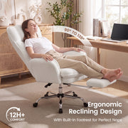 Hawsaiy Cross Legged Office Chair with Flip Armrests，Big and Tall Executive Office Chair, 135° Reclining Criss Cross Chair with Footrest & Lumbar Pillow