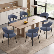 Hawsaiy Dining Chairs Set of 2/4/6, Mid Century Modern Boucle Upholstered Dining Chairs with Curved Backrest, Kitchen Dining Room Chairs with Black Metal Legs