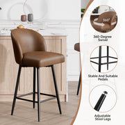 Hawsaiy Counter Height Bar Stools Set of 2/4,360° Swivel Barstools with High Back and Metal Legs,27.10