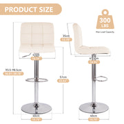 Hawsaiy Bar Stools Set of 2 Modern PU Leather Kitchen Counter Height Adjustable Swivel Barstool with Back