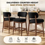 Hawsaiy Counter Height Bar Stools Set of 2/4, Mid Century Modern Boucle Barstools with Solid Wood Frame, Upholstered Kitchen Island Stools with Backrest & Footrest