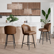 Nalupatio Counter Height Bar Stools Set of 2,360° Swivel Barstools with High Back and Metal Legs,26