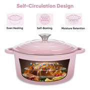 Hawsaiy 6QT Enameled Cast Iron Dutch Oven, Non-Stick, Dual Handles, with Lid for Baking & Cooking