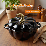 Hawsaiy 4.5 QT Pumpkin Shaped Cast Iron Dutch Oven, 360° Uniform Heating, Enameled Cast Iron Pot with Lid, Suitable for Most Stoves, Festive Cookware